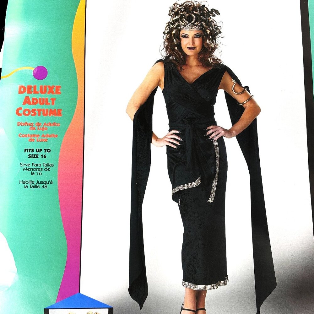 Medussa Blk Panne' Velvet  Costume by Disguise NOS NWT Fits up to Size 16